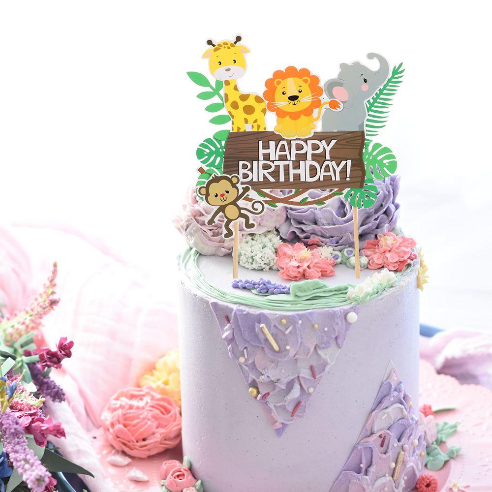 Тема С Днем Рождения Украшения для торта Выбор торта Животные джунглей Украшения для торта на день рождения