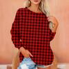 Women's T Shirt Flannel Print Tunic Long Sleeve Party  Round Neck  Tops