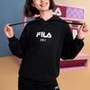 Fila Оригинальный логотип Удобный мягкий трикотажный свитер с длинным рукавом из флиса Унисекс свитшот Черный F51M449202F-BK