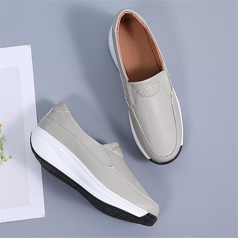 Fashion Women's Platform Sneakers Summer New Genuine Leather Wedge Shoes for Women Flat Slip On Casual Ladies Walking Shoes