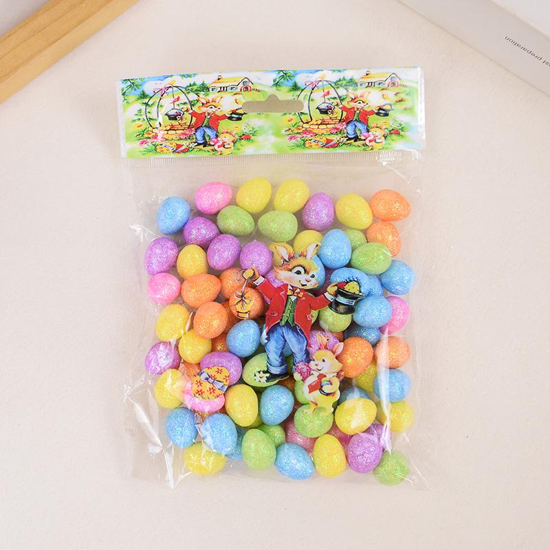80/160 Pcs Colorful Easter Eggs Glitter Foam Bird Pigeon Happy Easter Party Home Decoration Kids Gift Basket Filler DIY Crafts