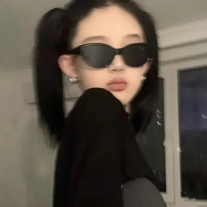 Fashion Cat Eye Sunglasses Women Hip-Hop Oval Designer Black Glasses Sun Glasses For Female Mirror Uv400 Eyewear Shades