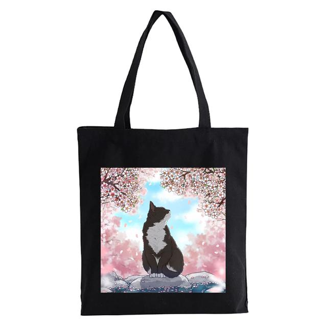 Сумка-шоппер с милым котом, кавайная женская большая холщовая сумка, эко многоразовая сумка для покупок с мультяшным котом, женская сумка