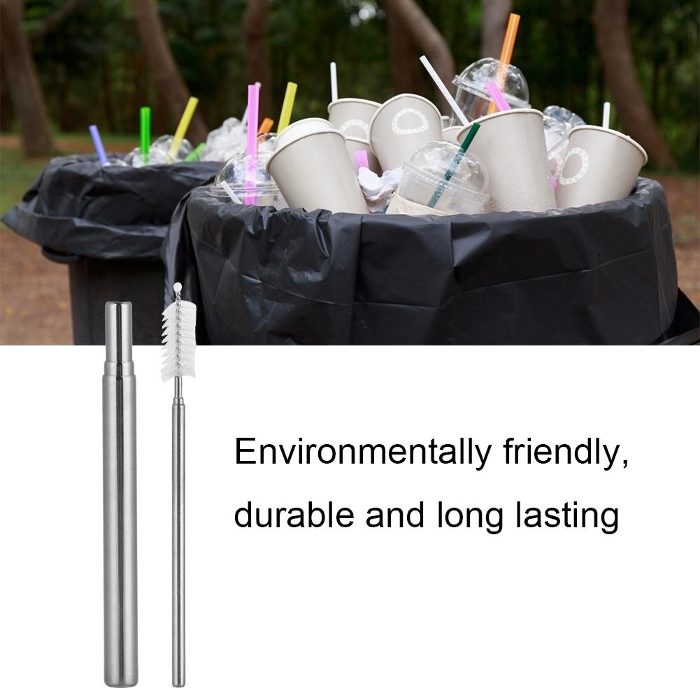 Выдвижной многоразовый комплект из нержавеющей стали(Красный алюминиевый кейс Соломинка + Щетка Карабин )