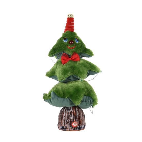 Электрическая новогодняя елочная игрушка с музыкальным светом, работающая от батареек, светодиодная, танцующая, поющая, мини-плюшевая зеленая елка, настольное украшение, украшение для вечеринки