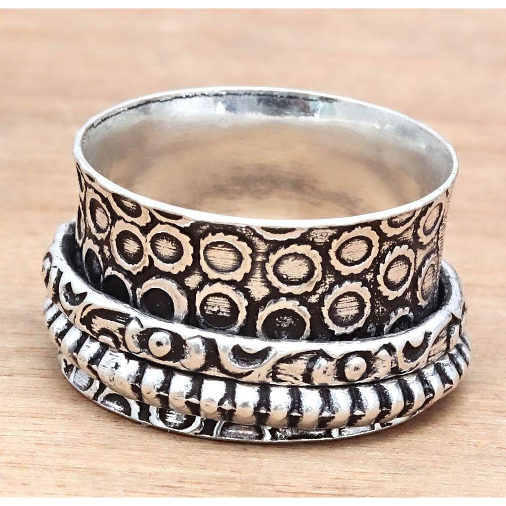 Серебряное кольцо-спиннер для женщин, четыре кольца-спиннера, серебряное ювелирное кольцо "7"