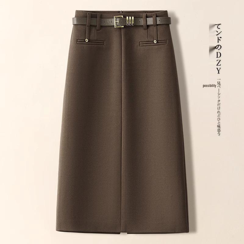 Женская ангоровая красная твидовая юбка А-силуэта миди - Мода осень/зима 2024, Высококачественная прямая юбка-футляр средней длины