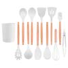 Белые силиконовые кухонные принадлежности с деревянной ручкой, набор кухонных принадлежностей с антипригарным покрытием, лопатка, лопатка, венчики для яиц, кухонный набор инструментов для приготовления барбекю