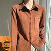 Women's Autumn and Winter Thickened Long-sleeved Shirt Warm Brushed Bottoming Plus Fleece Top