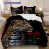 Постельное белье с леопардовым принтом Комплект одеял Покрывало Наволочка Домашний Декор Подарок на День Рождения (1 пододеяльник + 2 наволочки, без наполнителя)