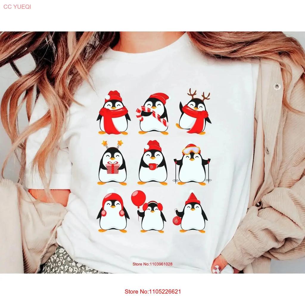 Penguin T Shirt Christmas Cute Holiday Lover Animal Xmas Fan Vintage Top For Everyday Wear Casual Breathable Streetwear