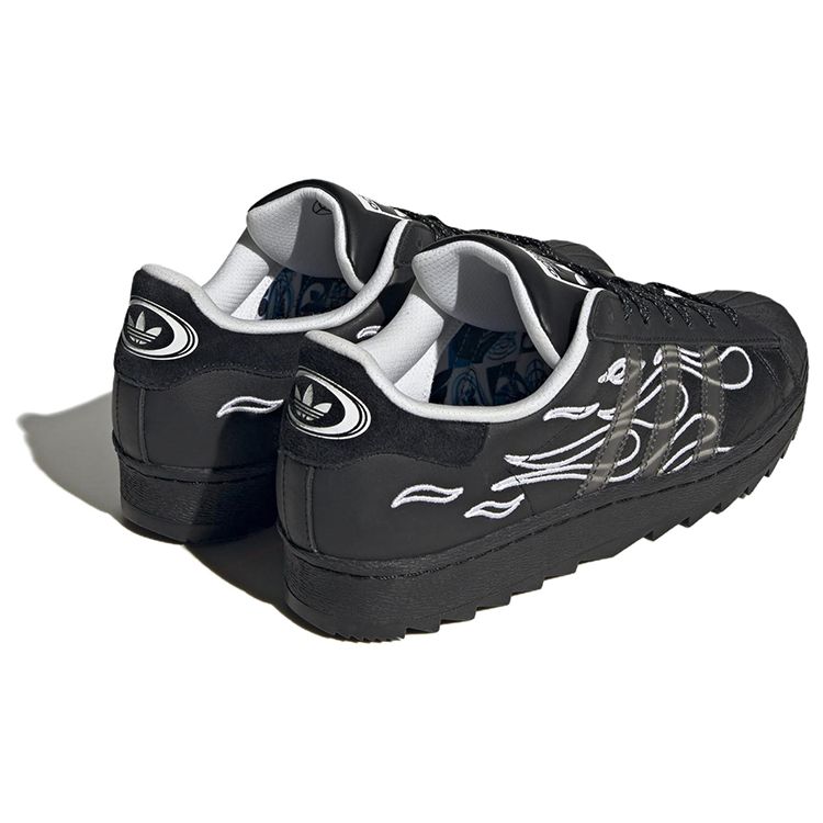 No Sleep Rave Club X Adidas Superstar Ripple Core Black Unisex Sneakers Carbon Cloud-White ID2176