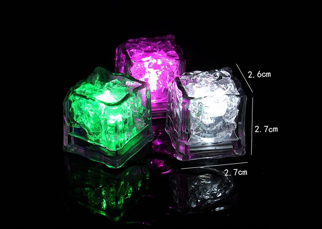 Set of 12 LED Sensor Ice Lights, Multicolored, Glowing Ice Cubes for Parties, Champagne Towers, Weddings, Year-End Parties, and Bar Decorations