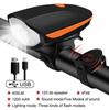Bicycle Front Light with Bike Horn USB Rechargeable Bike Front Lamp Electronic Bell Cycling Flashlight Lantern MTB Accessories