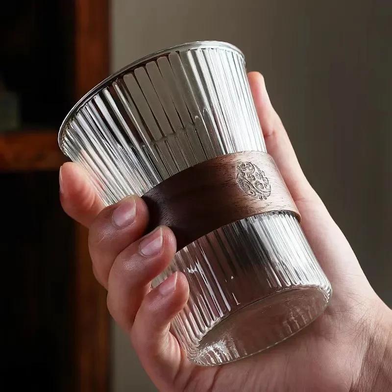 130/350ML 1-8PCS Creative Japanese Transparent Vertical Pattern High Borosilicate Glass Cup Water Coffee Milk Drink Whisky Mugs