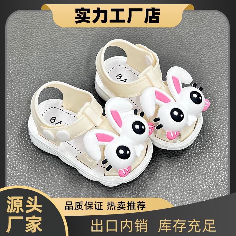 Girls' sandals for summer, non-slip soft-soled toddler shoes for little girls and babies, closed-toe walking shoes