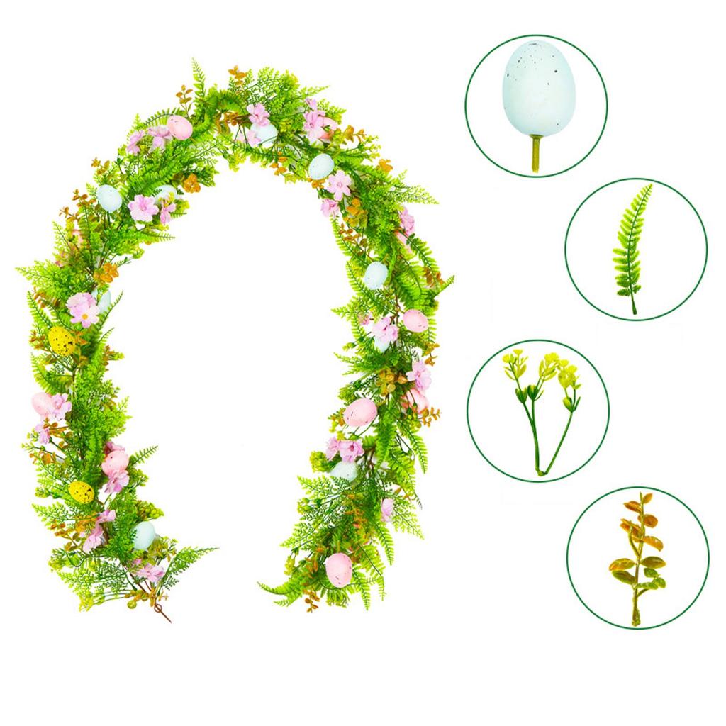 1 Pieces 6.2ft Easter Egg Garland For Mantle Spring Vine Flower Easter Garland Multi Colored Artificial Hanging Wall Decor For Easter Tree Decoration