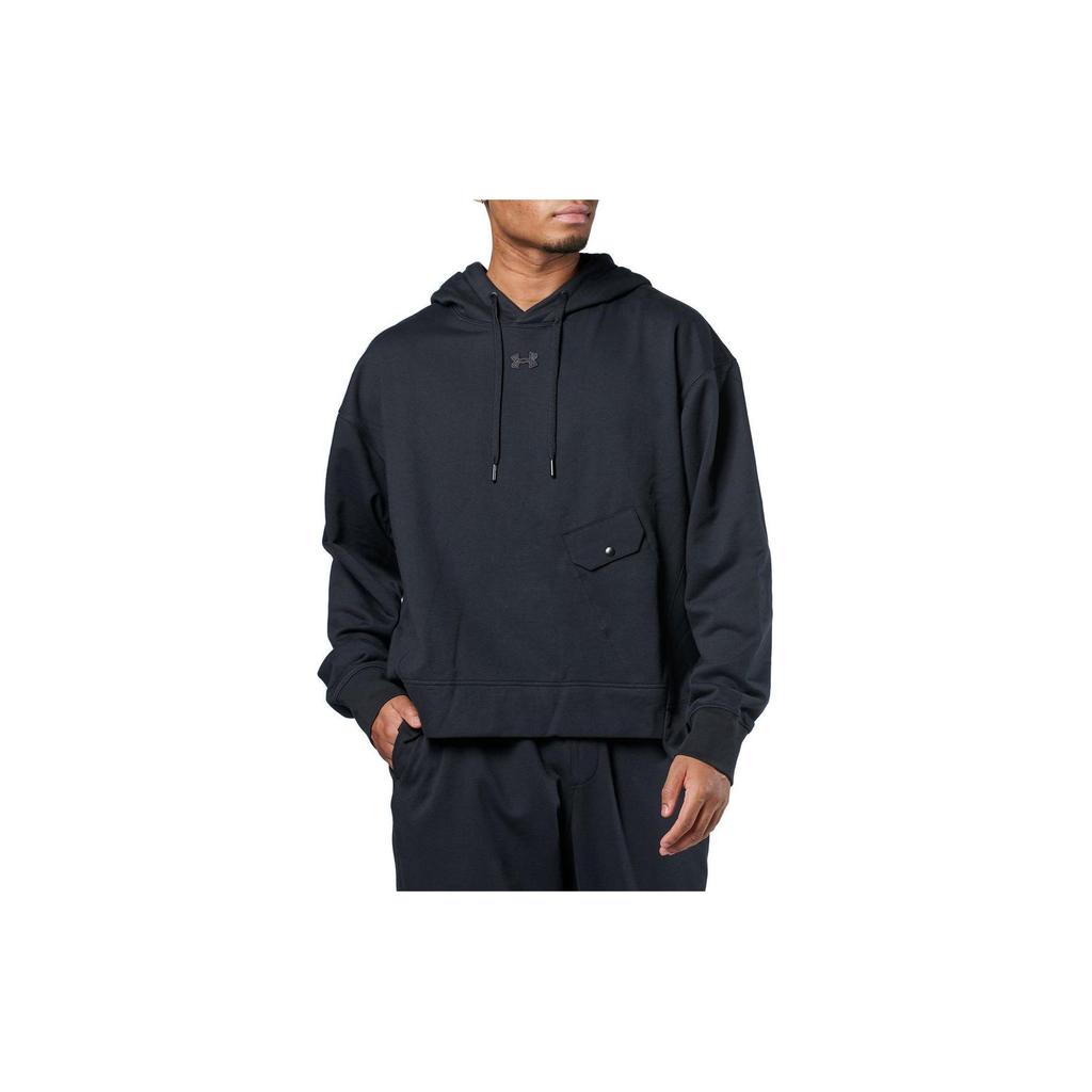 Under Armour Solid Color Casual Loose Fit Hooded Pullover Long Sleeve Sweatshirt Men Sweatshirt Black 1387974-001