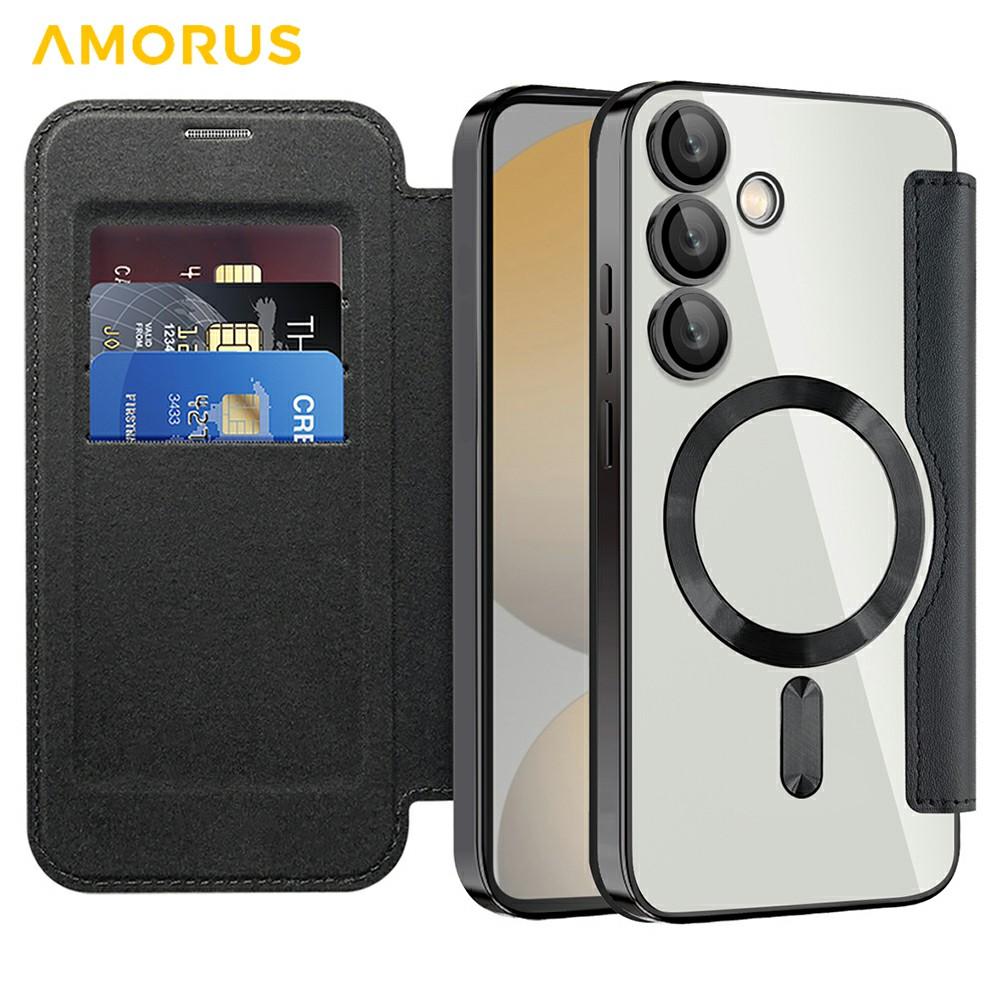 Чехол для Samsung Galaxy S24 FE, совместимый с MagSafe, держатель для карт с RFID-защитой, кожаная накладка на телефон