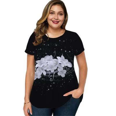 Женские футболки, летние, с коротким рукавом, с градиентным рисунком, повседневная свободная одежда для женщин, топы с круглым вырезом, большие ярды, уличная хипстерская футболка