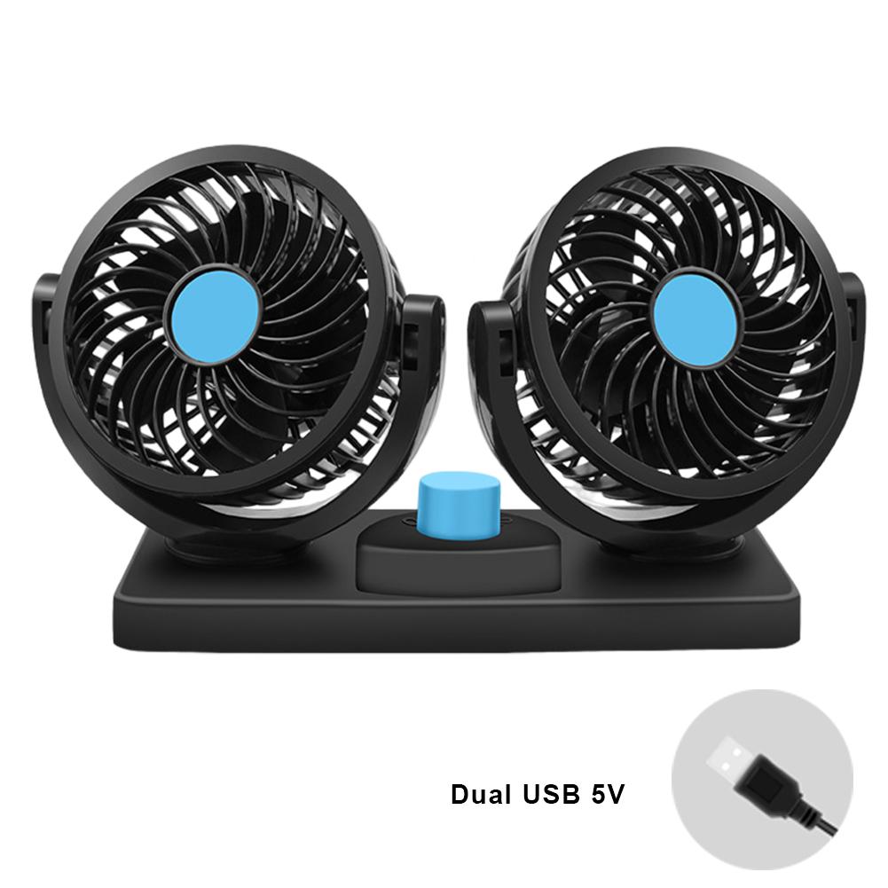 Двойной USB-вентилятор для автомобиля, сильный ветер, циркуляция воздуха в автомобиле, 12 В 24 В, 3 скорости, регулируемые для автомобильного охладителя, вентилятор для автомобиля, аксессуары