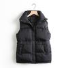Women Winter Coat with Pockets Press Button Closure Padded Stand Collar Sleeveless Solid Color Outdoor Leisure Sports Down Waistcoat