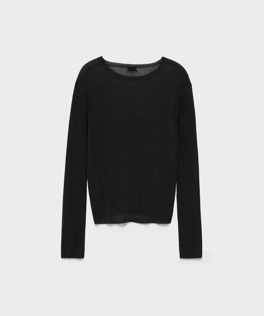 MUSINSA STANDARD WOMAN Women'S Linen Blend Ribbed Sheer Knit [Black]
