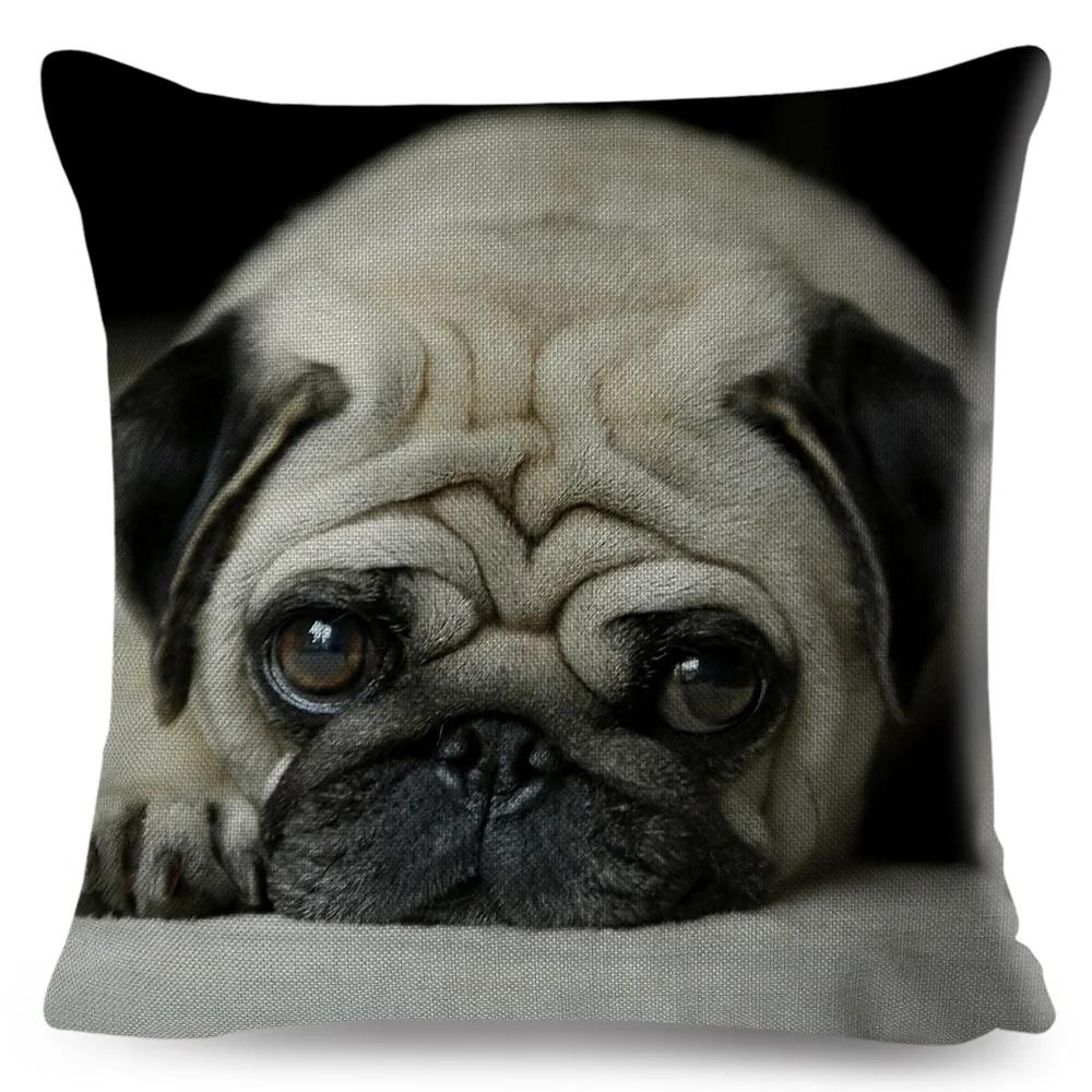 Both Sided Pug Dog Print Cushion Cover Decoration Pet Animal Pillow Case for Sofa Home Car Linen Pillowcase 45x45cm
