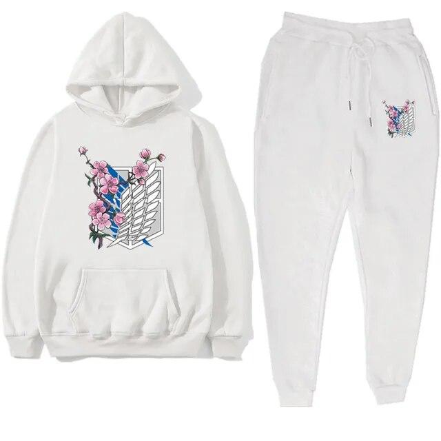 Anime Attack On Titan Levi Green Winter Tracksuit 2 Piece Set Hoodies Pants Sportwear Suit Hooded Sweatshirt Tracksuit Woman