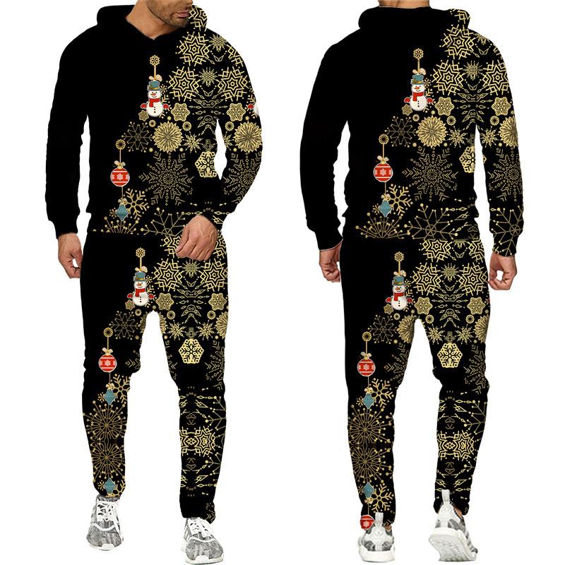 Толстовка с 3D принтом оленя и рождественским принтом/комплект, модный спортивный костюм для пар, спортивная одежда, забавная новогодняя праздничная одежда