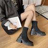 Супер высокие каблуки ботинки Мартина женские короткие ботинки 2025 весна и осень толстая подошва эластичные ботинки рукав 9 см увеличение высоты маленькие тонкие ботинки