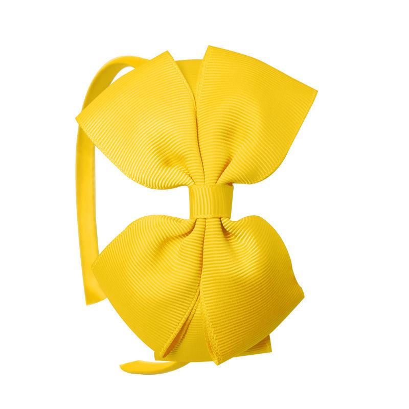 European and American Polyester Ribbed Ribbon Baby Bow Headband with Three-Layer Wrapped Knot and Handmade Flower.