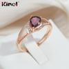 Kinel Oval Red Zircon Rings For Women Outdoor Daily Fine Jewelry Gift