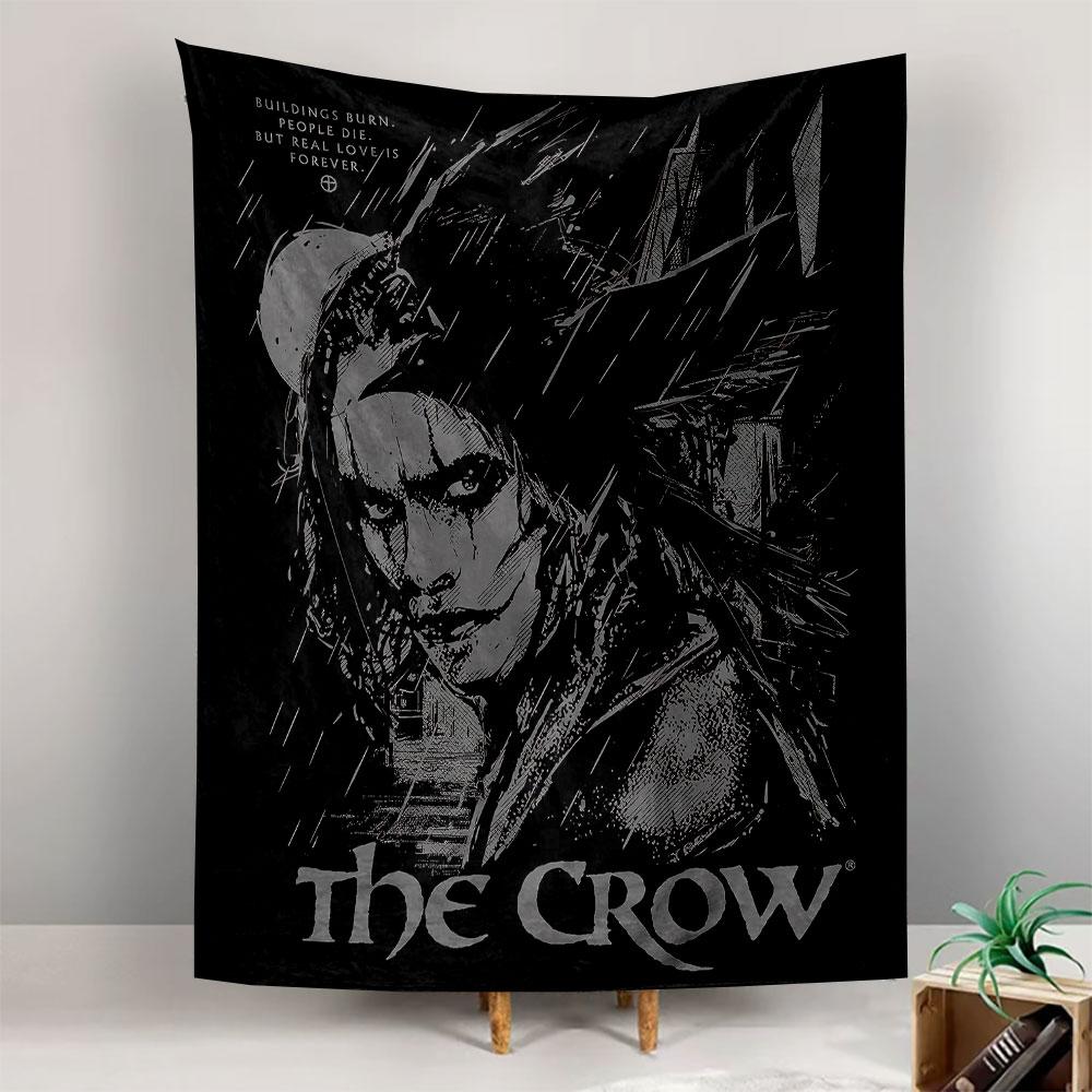 The Crow Gothic Tapestry Wall Hanging, Dark Hero Movie Art, Cult Film Wall Decor for Bedroom Man Cave