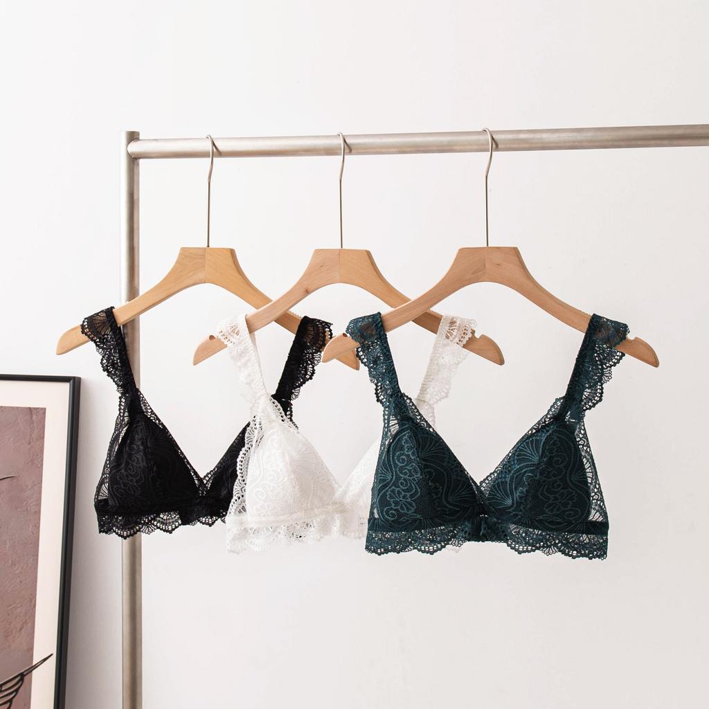 New spring and summer thin back bra French lace edge silk breathable no steel ring chest wrap