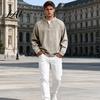 Daily Errands Clothing Vintage Long Sleeve Men Tops Distressed Shirt Tops with V-Neck Easy Care Apparel Loose Fit Casual Fall Pullover for Everyday