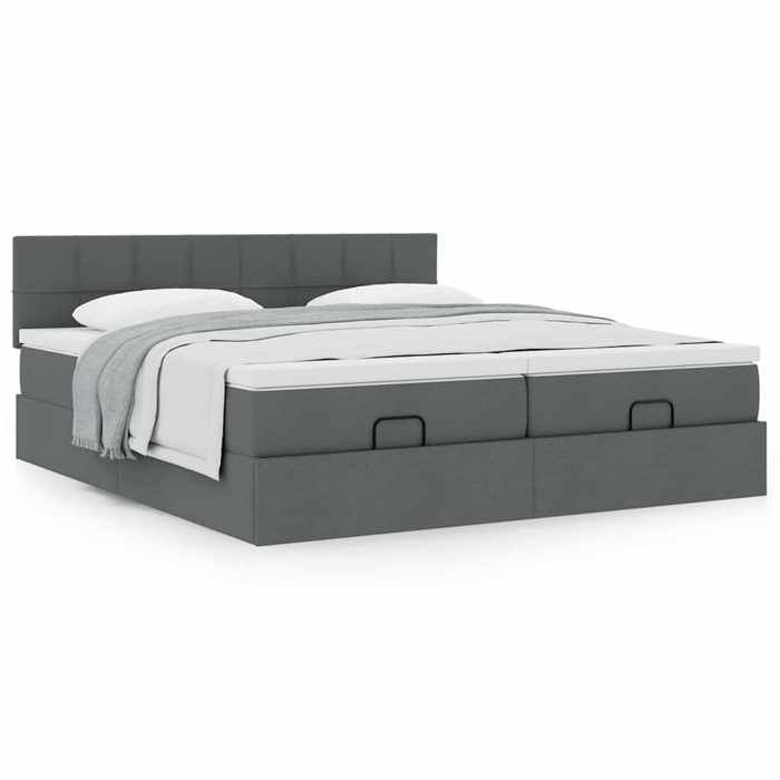 Maison Exclusive - Cadre de lit ottoman avec matelas gris foncé 200x200cm tissu