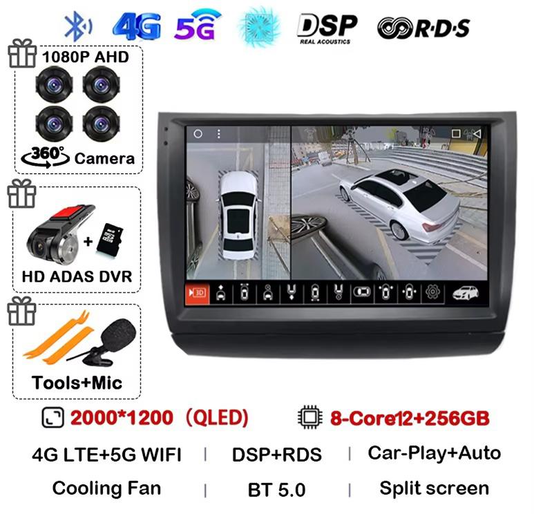 Android 14 Carplay Auto WIFI+4G автомобильное радио для Toyota Prius 20 2002-2009 мультимедийный проигрыватель GPS стерео 360 камера головное устройство аудио