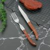 Ножи для стейка, вилки для ужина, столовые ножи с красной деревянной ручкой, набор столовых приборов из японского дерева для рождественской вечеринки, ресторана, бара, 6 шт.