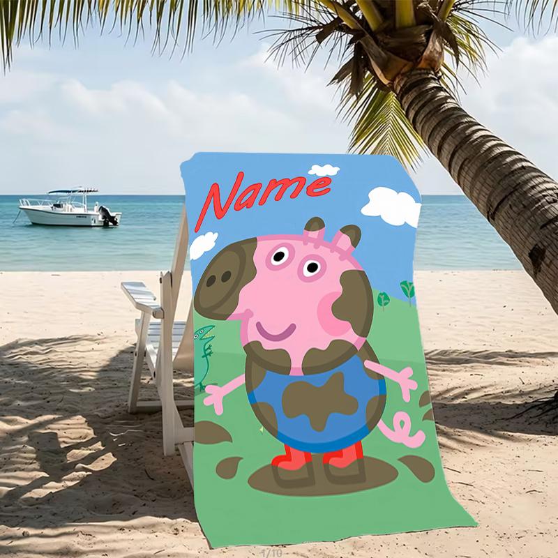 Customizable personalized beach towels Peppa Pig themed designs.Suitable for the beach, yoga, sports;ideal as beach accessories