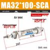Mini Stainless Steel Pneumatic Cylinder MA Series (16-40mm Bore, 50-200mm Stroke)