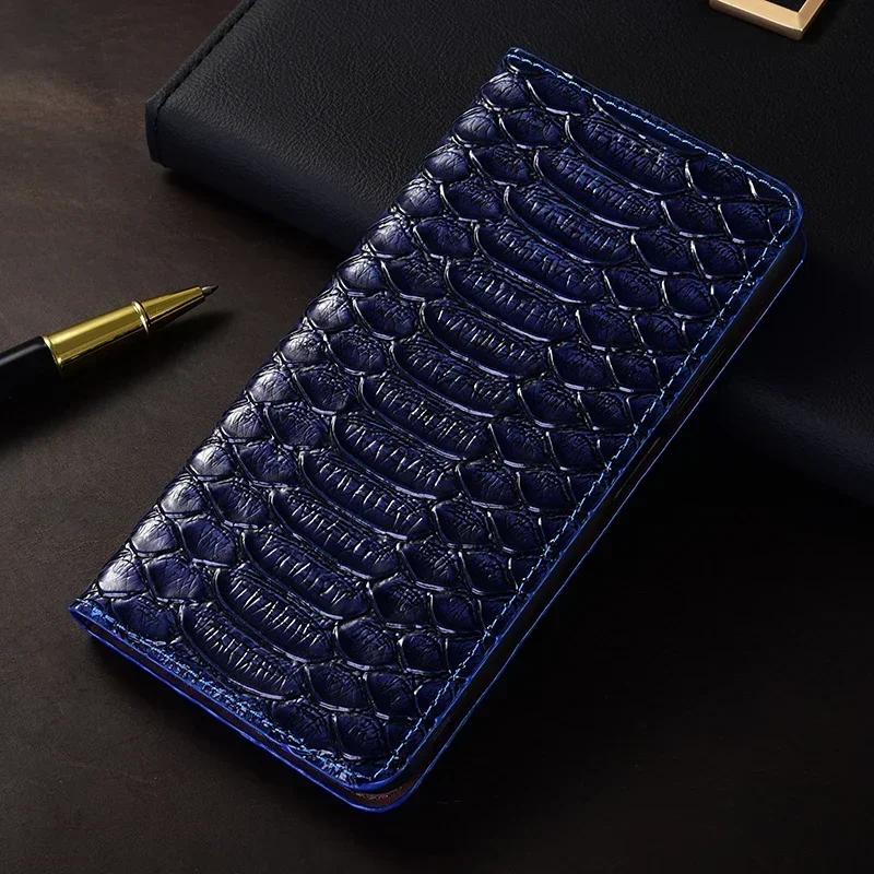 Чехол-книжка для OPPO Reno15 Reno 15F 15 Pro Max 5G с рисунком под питона, магнитная застежка, из натуральной коровьей кожи, с карманом для карт, кошелек