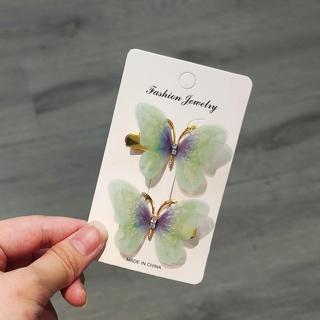 Градиентная заколка-бабочка для детей - симпатичная заколка-уточка из сетки и сплава, идеально подходит для стилей ханьфу и феи