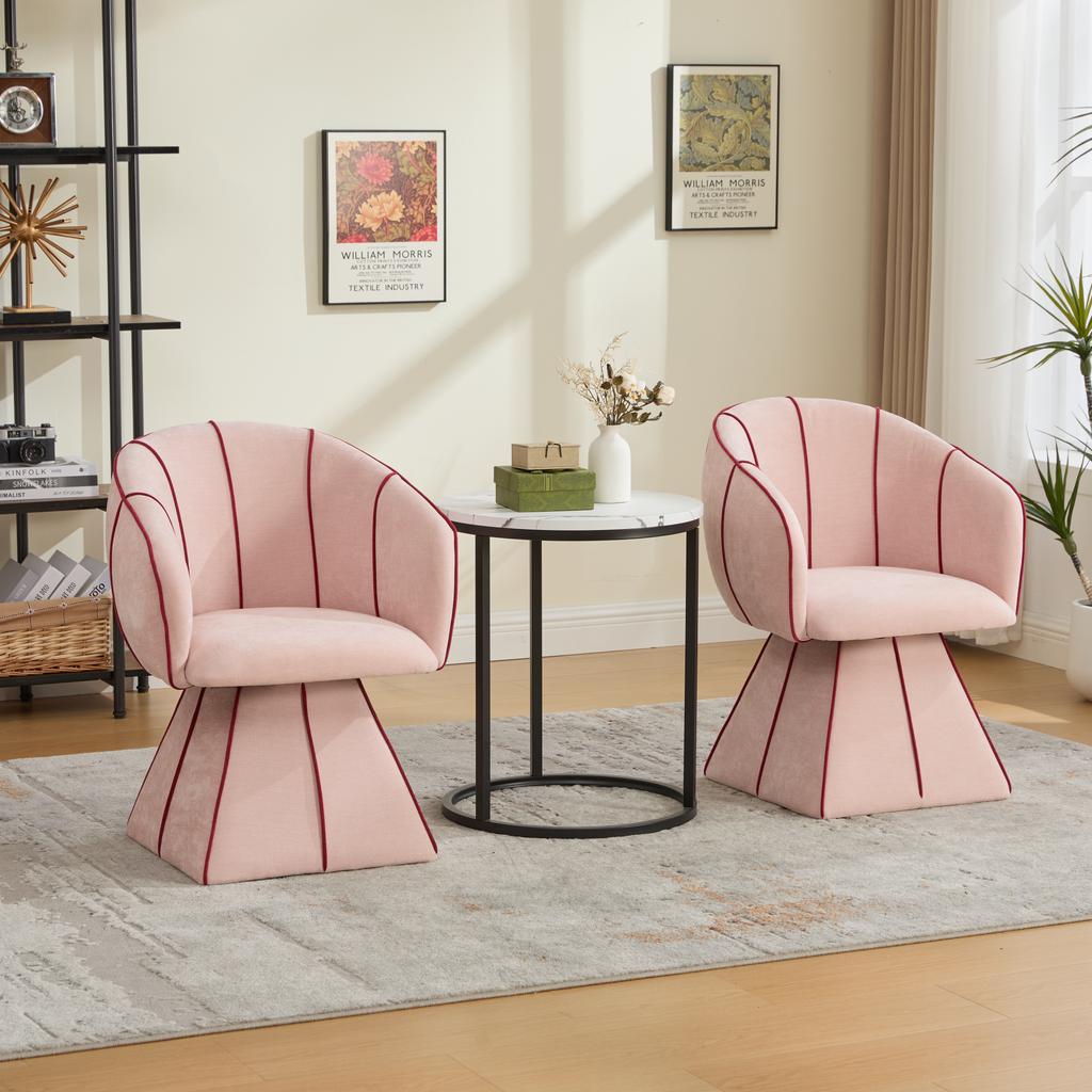 Swivel Chair, Suitable for Adults and Teenagers. Ergonomic Design with High Backrest, Ideal for Bedroom and Living Room (Pink Chenille)