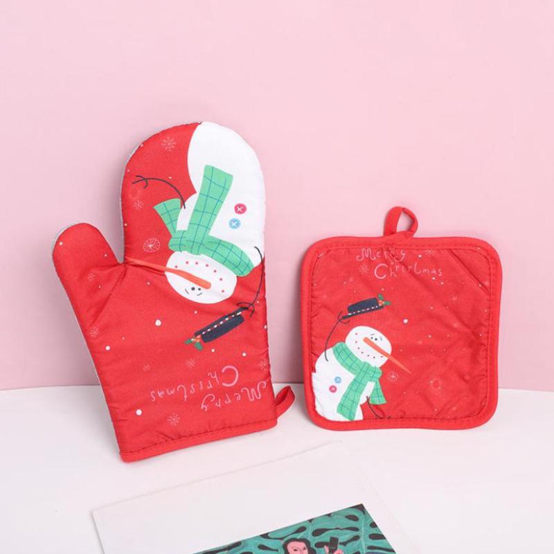 Рождественские прихватки Санта-Клаус Снеговик Колокольчик Узор Изолированные Перчатки Декоративный Подарок Дом Кухня Рождественское Украшение