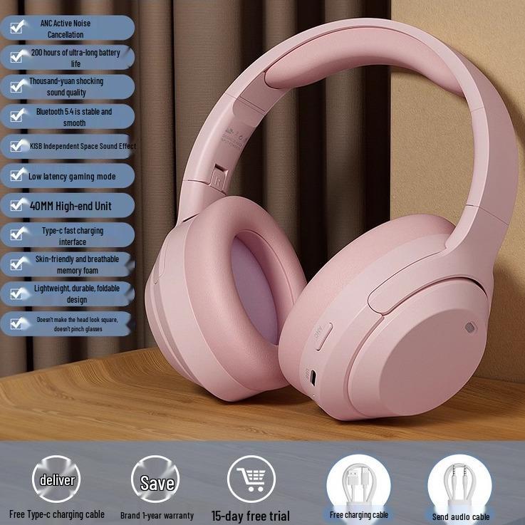 Беспроводные накладные Bluetooth-наушники с аккумулятором на 200 часов, шумоподавлением и функциями для игр, для использования со спортивными устройствами, мобильным телефоном и компьютером