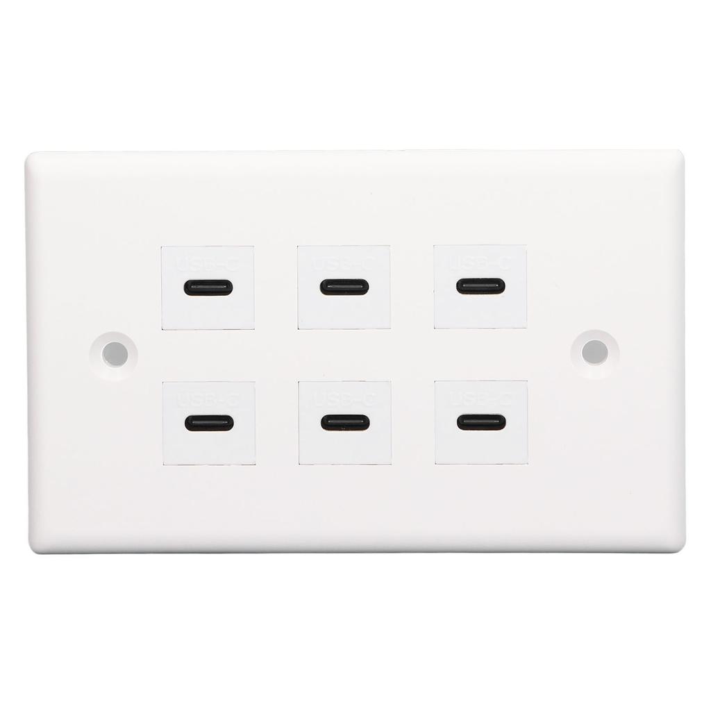 6 Port USB Receptacle Outlet Type C USB Outlet Wall Wide Applicability USB Outlet Plug for Business Office