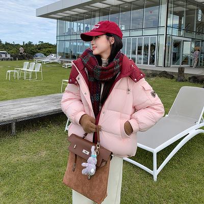 Пуховик женский новый 2025 утолщенный короткий хлопковый пуховик с капюшоном зимний лоскутный двухслойный стеганый жакет маленькая куртка