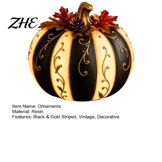 Seasonal Holiday Desk Accents Fall Pumpkin Decor,Autumn Harvest Resin Figurine, Vintage Atmospheric Props Table Centerpiece for Halloween Thanksgiving
