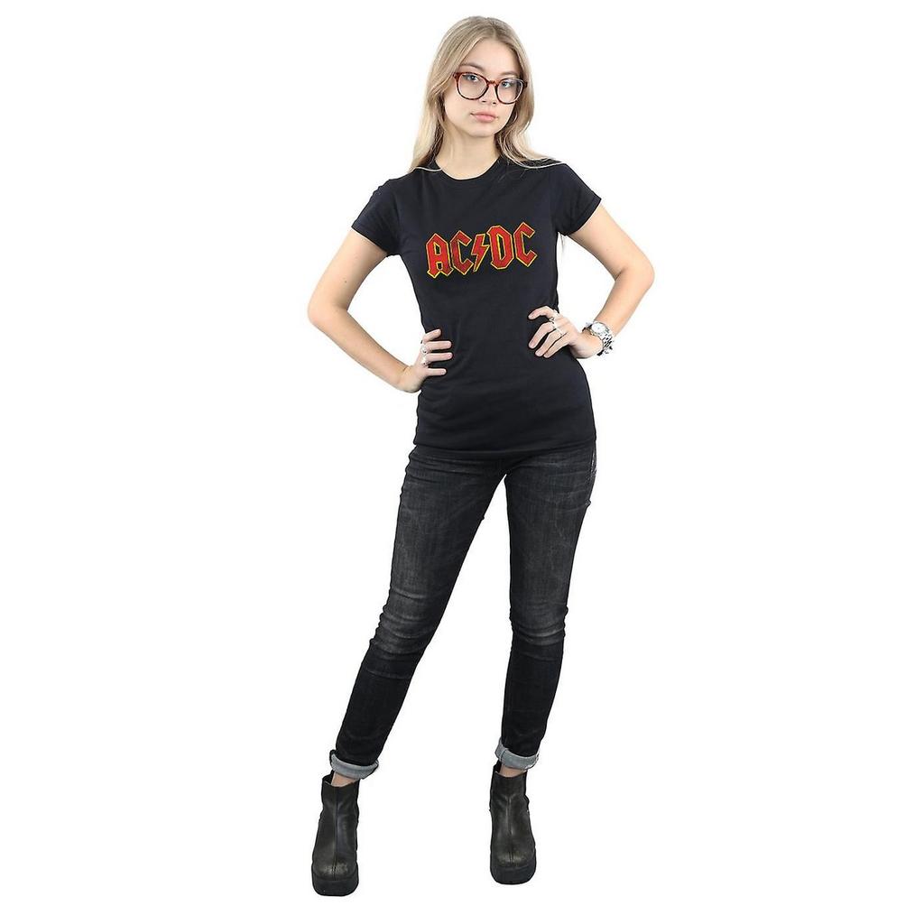 AC/DC Womens/Ladies Distressed Logo Cotton T-Shirt